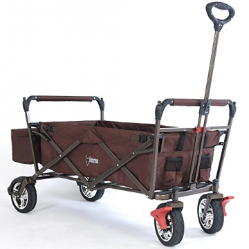 Bollerwagen CT-500OR BRAUN klappbar Handwagen Leiterwagen Strandwagen mit Sonnendach faltbar Transportwagen - 2