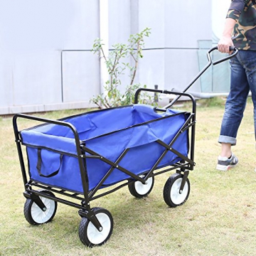 HOMFA Bollerwagen Transportwagen Handwagen Transportkarre faltbar Gartenwagen Gerätewagen 83x53x63cm bis 80 Kg 360° drehbar (Blue) - 3