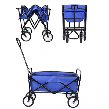 HOMFA Bollerwagen Transportwagen Handwagen Transportkarre faltbar Gartenwagen Gerätewagen 83x53x63cm bis 80 Kg 360° drehbar (Blue) - 4