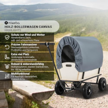 Miweba Bollerwagen Canvas mit Dach im Einsatz
