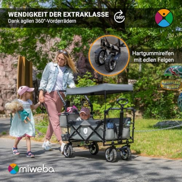Miweba MB-20 Faltbarer Bollerwagen bei der Benutzung mit der Familie