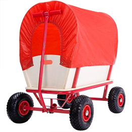 Deuba® Bollerwagen aus Holz mit Schutzdach